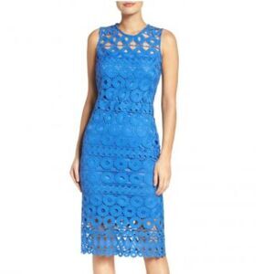 Taylor Blue Eyelet Lace Midi Dress Size 10‎
